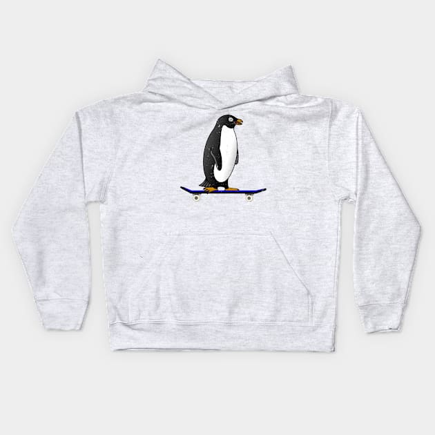 Skateboard Penquin Kids Hoodie by benhonda2